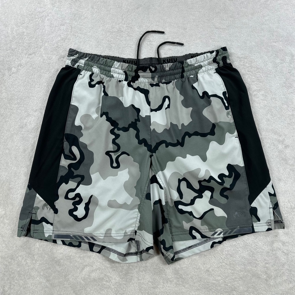 KUIU Training Shorts Men Medium Gray Camo Activewear Wicking Antibacterial Liner